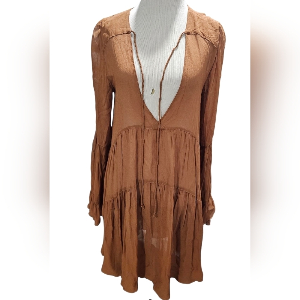 Young Fabulous & Broke Sheer Brown Dress